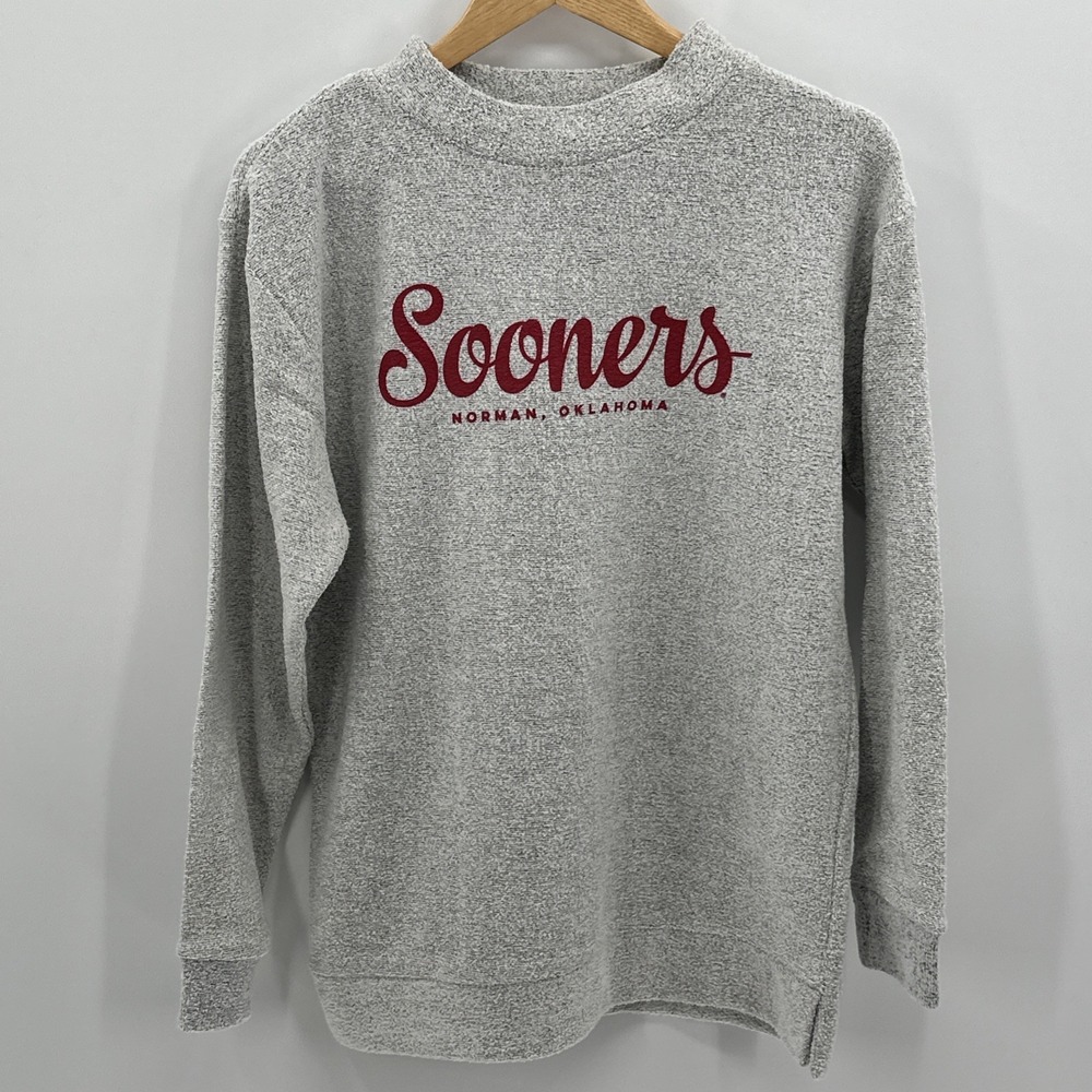 Pressbox M Oatmeal Oklahoma Sooners Comfy Terry Cloth Crew‎ Sweatshirt Norman OK